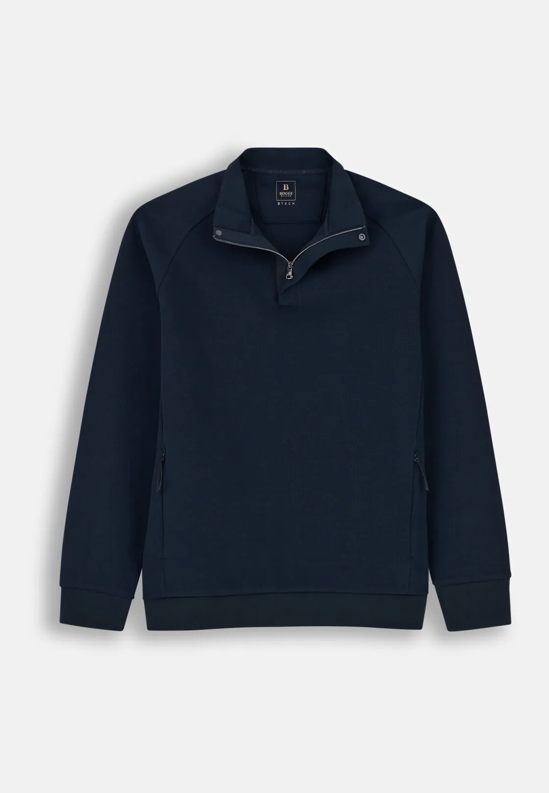 Boggi, Felpa Mezza Zip In Misto Cotone Scuba B Tech, Uomo, Navy, Taglia: XS - immagine 5