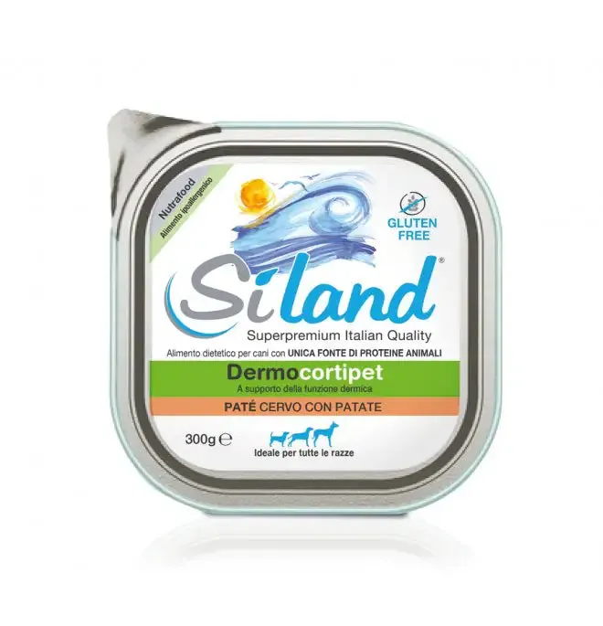 Siland Diet Dermocortipet da 300 gr Paté cervo con patate - confezione da 6 pezzi - Dieta veterinaria per cani - immagine 1