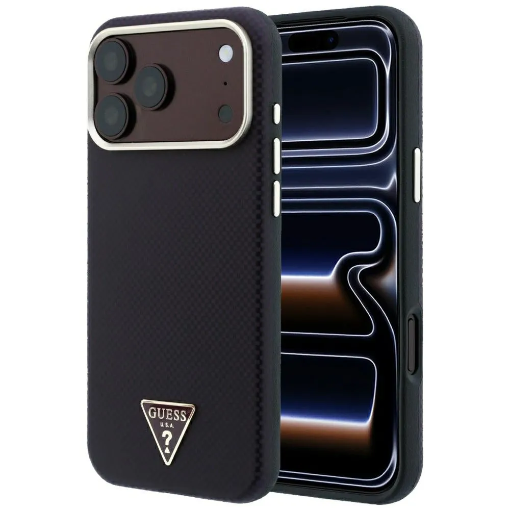Custodia MagSafe per Apple iPhone 18 Pro / 17 Pro, Guess, Logo Triangolo Kevlar, Vinaccia - immagine 1
