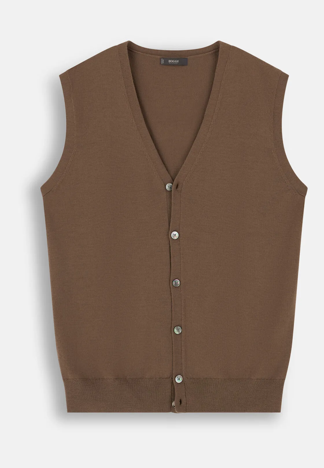 Boggi, Gilet In Lana Merino Extrafine, Uomo, Marrone, Taglia: XXL - immagine 5