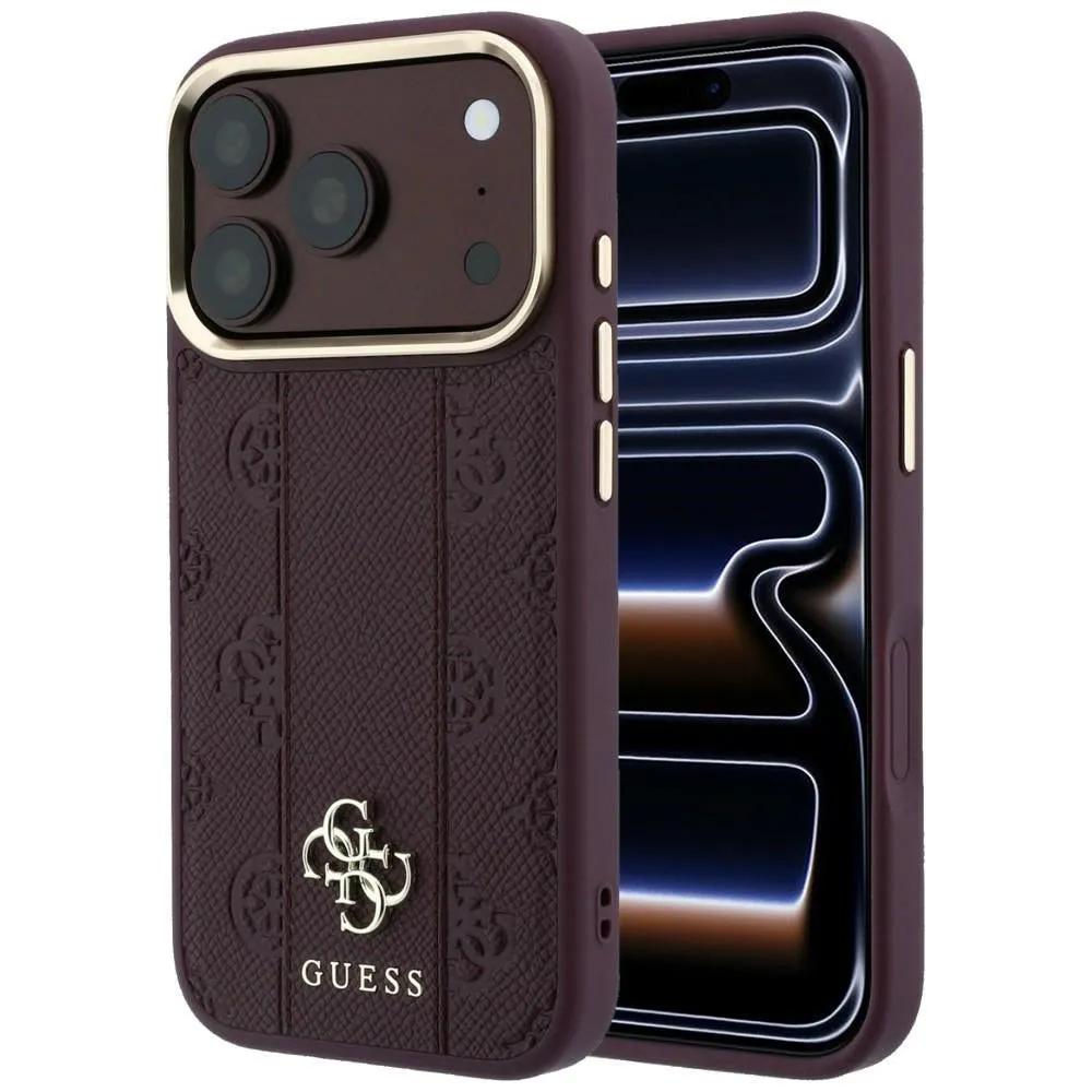 Custodia MagSafe per Apple iPhone 18 Pro / 17 Pro, Guess, Stripe Peony 4G, Vinaccia - immagine 1