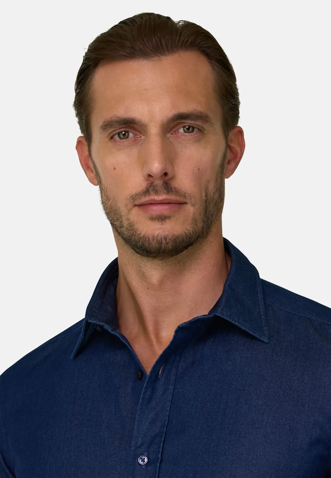 Boggi, Camicia In Denim Di Cotone Regular Fit, Uomo, Blu Scuro, Taglia: XXL - immagine 3