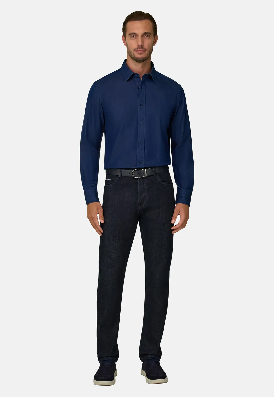 Boggi, Camicia In Denim Di Cotone Regular Fit, Uomo, Blu Scuro, Taglia: XXXL - immagine 2