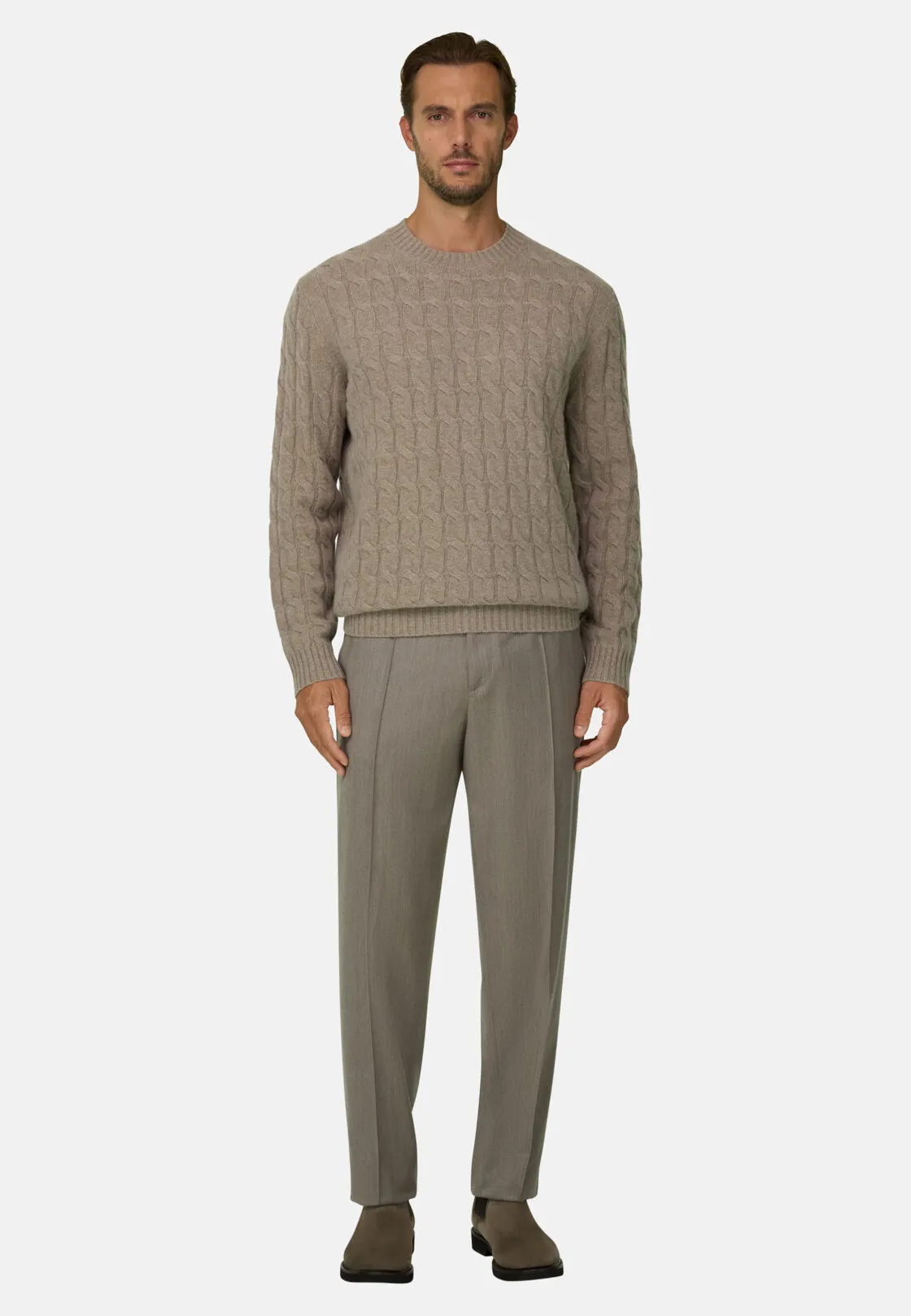 Boggi, Maglia Girocollo In Lana Cashmere, Uomo, Beige, Taglia: S - immagine 2