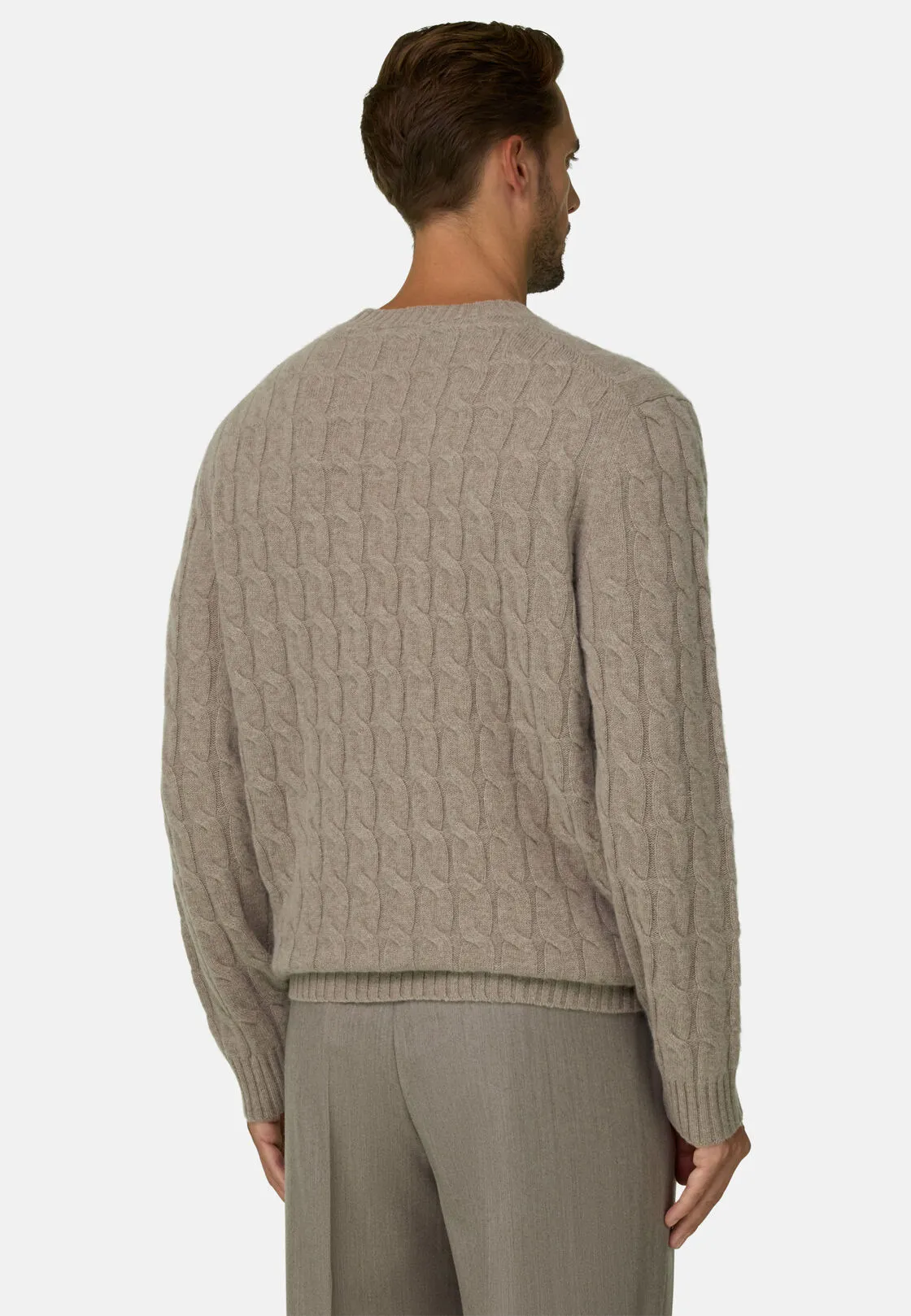 Boggi, Maglia Girocollo In Lana Cashmere, Uomo, Beige, Taglia: S - immagine 4