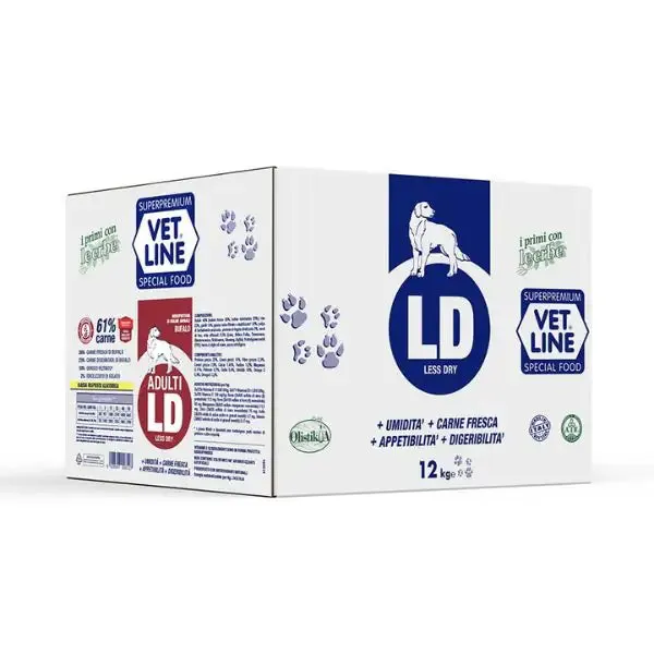 Vet Line Secco Cane Adult Less Dry Bufalo 12 kg (4x 3 kg) - Crocchette monoproteiche cane - immagine 1