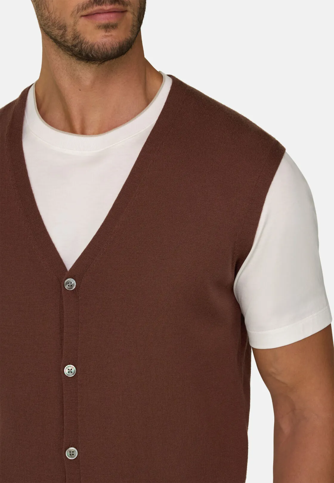 Boggi, Gilet In Lana Merino Extrafine, Uomo, Rouge, Taglia: M - immagine 3