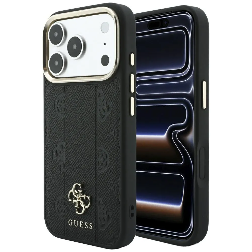 Custodia MagSafe per Apple iPhone 18 Pro Max / 17 Pro Max, Guess, Stripe Peony 4G, Nera - immagine 1