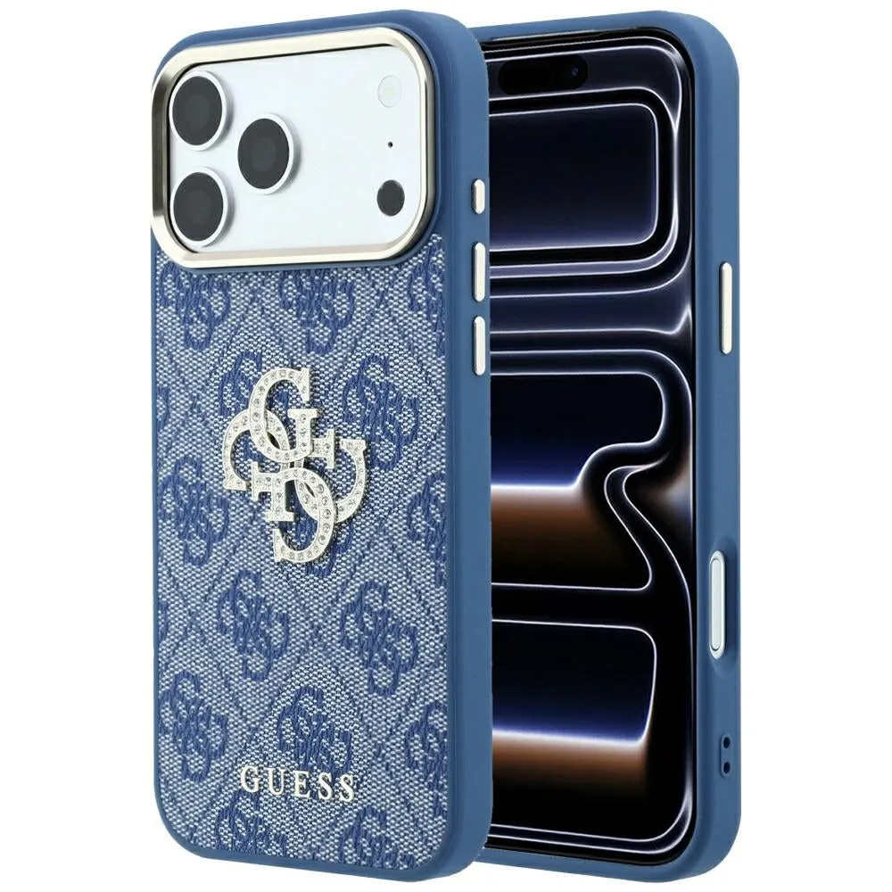 Custodia per Apple iPhone 18 Pro Max / 17 Pro Max, Guess, 4G Big Strass Logo, Blu - immagine 1