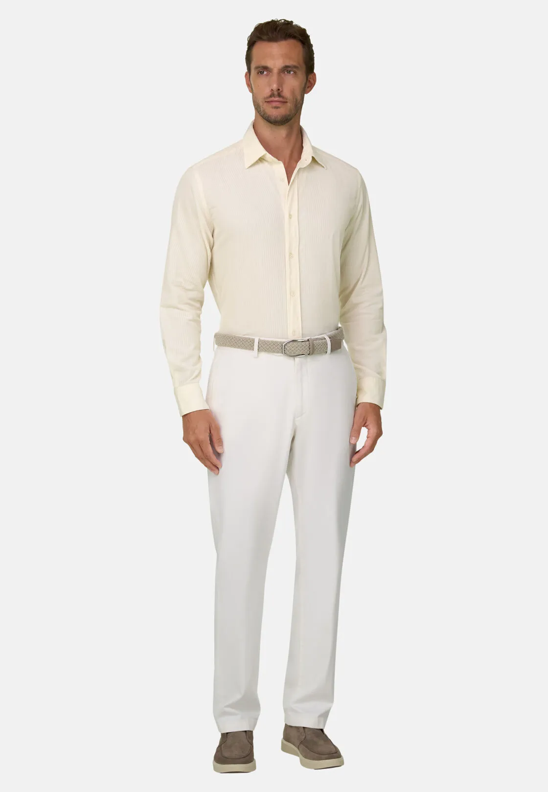 Boggi, Camicia In Velluto A Coste Misto Cotone Regular Fit, Uomo, OFFWHITE, Taglia: S - immagine 2