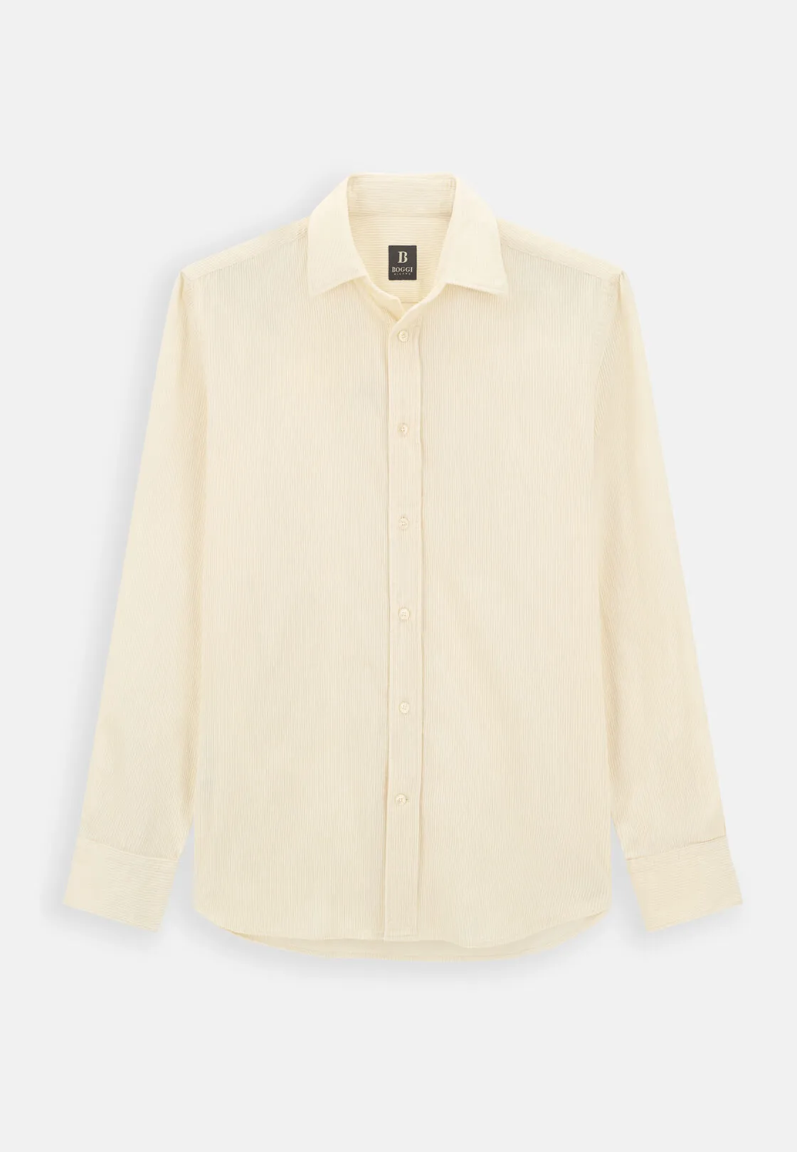 Boggi, Camicia In Velluto A Coste Misto Cotone Regular Fit, Uomo, OFFWHITE, Taglia: S - immagine 6