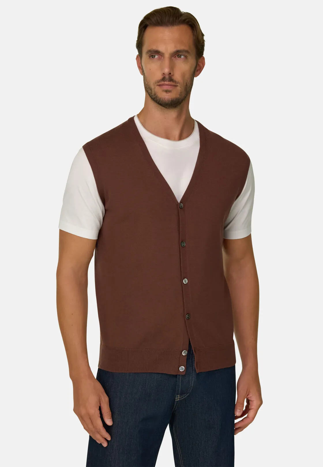 Boggi, Gilet In Lana Merino Extrafine, Uomo, Rouge, Taglia: S - immagine 1