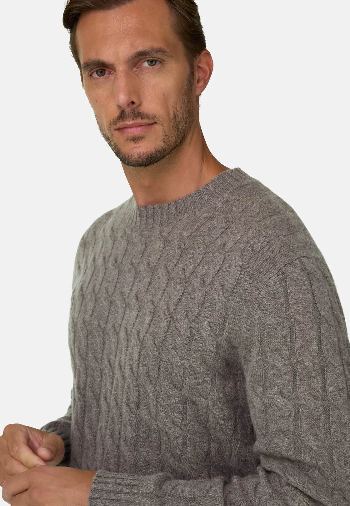Boggi, Maglia Girocollo In Lana Cashmere, Uomo, Taupe, Taglia: M - immagine 3