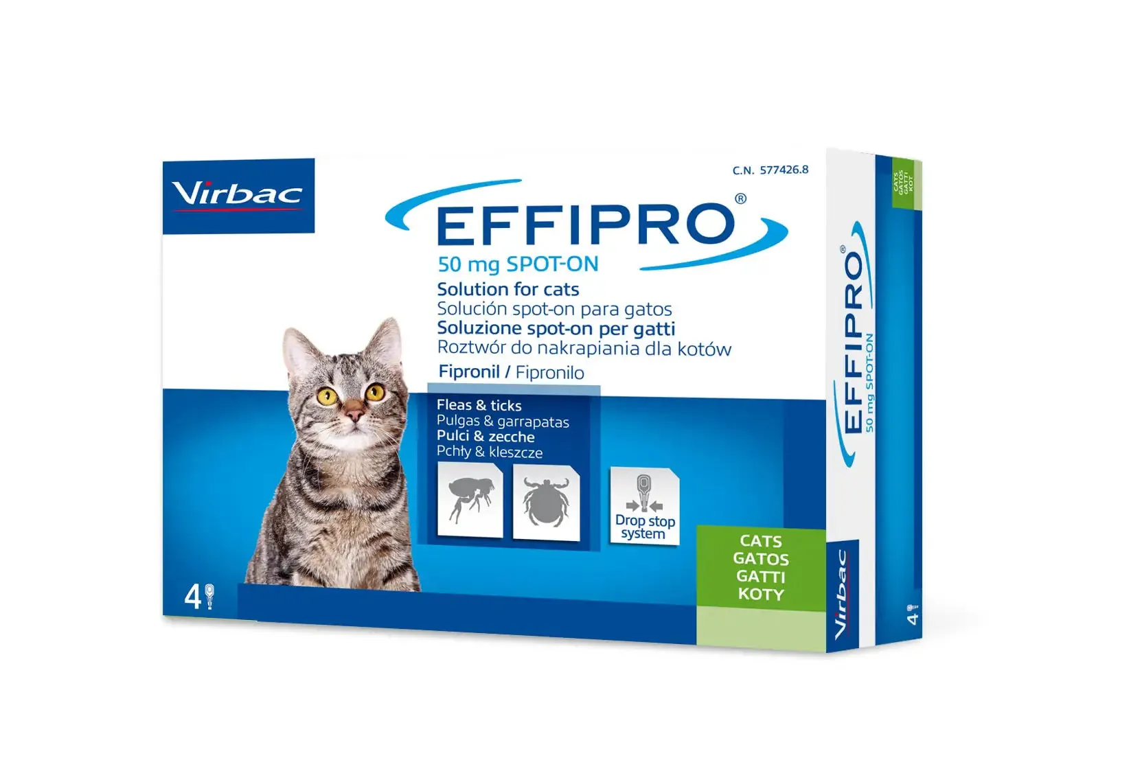 Virbac Effipro Spot-On Gatti 4 pipette peso 2-8 kg - Antiparassitario per gatti - immagine 1