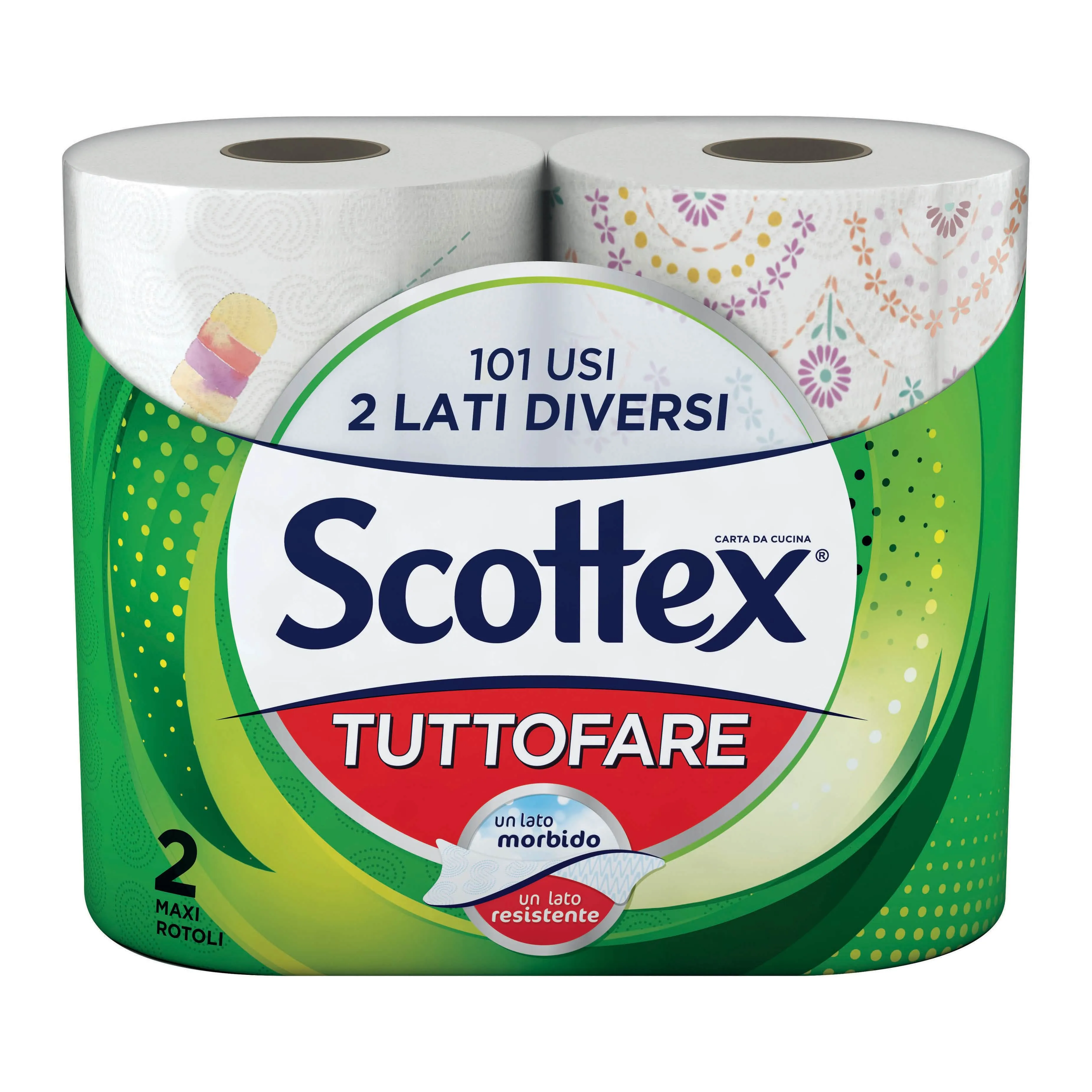 Scottex Carta da Cucina Gigante - 2 Rotoli, Lato Delicato e Lato per Sporco Ostinato - immagine 1