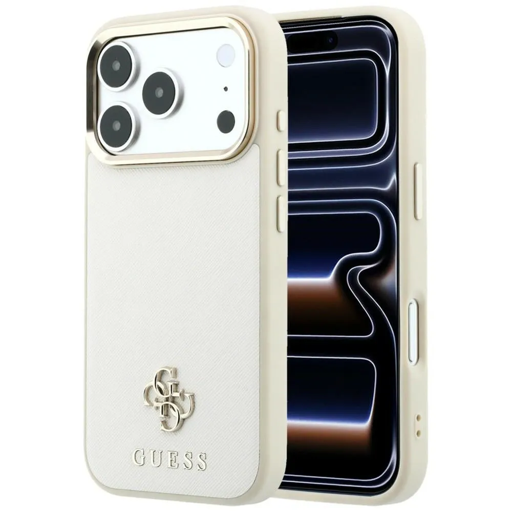 Custodia MagSafe per Apple iPhone 18 Pro Max / 17 Pro Max, Guess, Saffiano Small 4G Classic, Beige - immagine 1