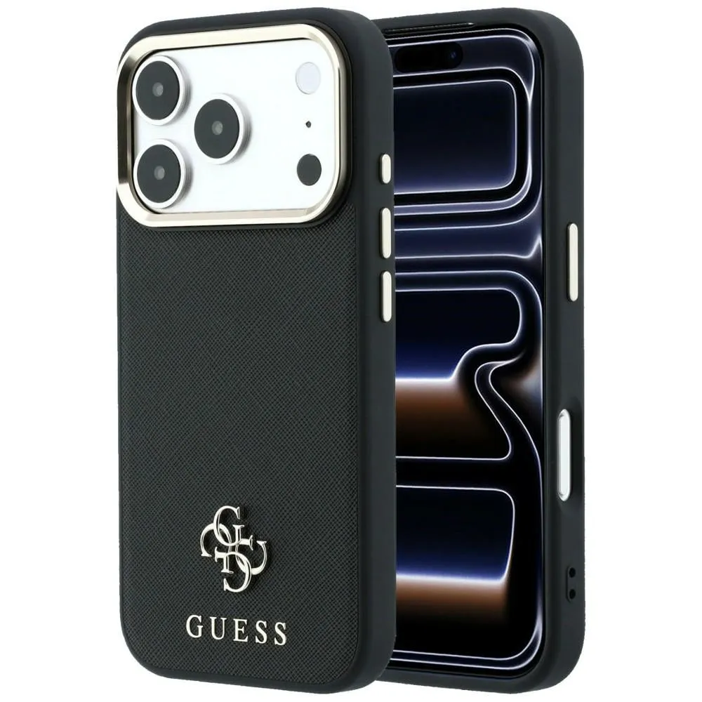Custodia MagSafe per Apple iPhone 18 Pro Max / 17 Pro Max, Guess, Saffiano Small 4G Classic, Nera - immagine 1