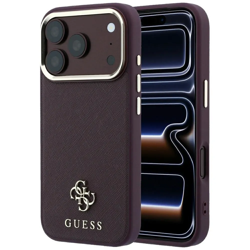 Custodia MagSafe per Apple iPhone 18 Pro / 17 Pro, Guess, Saffiano Small 4G Classic, Vinaccia - immagine 1