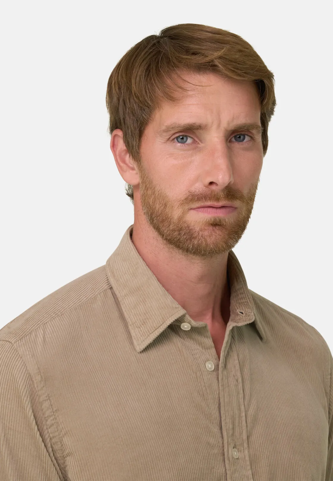 Boggi, Camicia In Velluto A Coste Misto Cotone Regular Fit, Uomo, Beige, Taglia: L - immagine 3