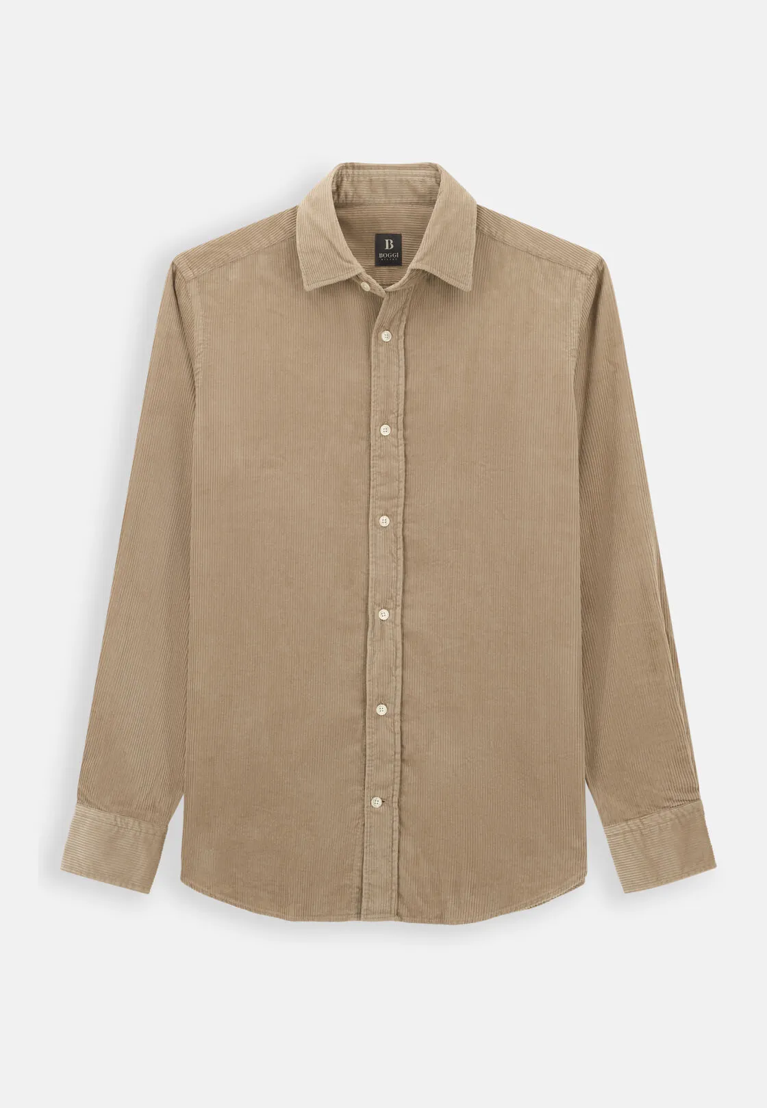 Boggi, Camicia In Velluto A Coste Misto Cotone Regular Fit, Uomo, Beige, Taglia: L - immagine 6