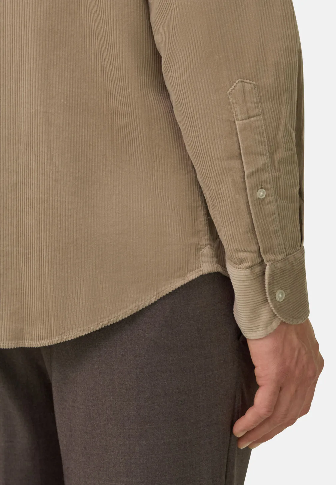 Boggi, Camicia In Velluto A Coste Misto Cotone Regular Fit, Uomo, Beige, Taglia: XL - immagine 4
