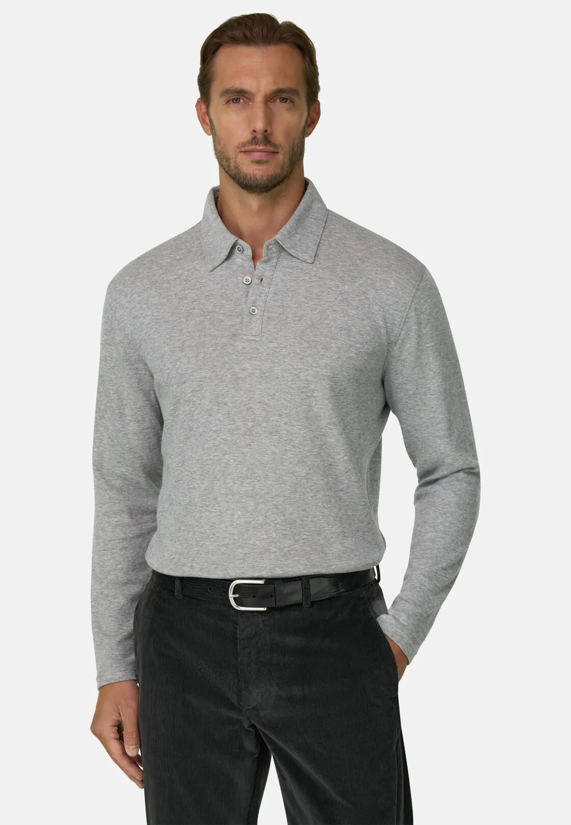 Boggi, Polo In Jersey Di Cotone E Cashmere, Uomo, Grigio, Taglia: M - immagine 1
