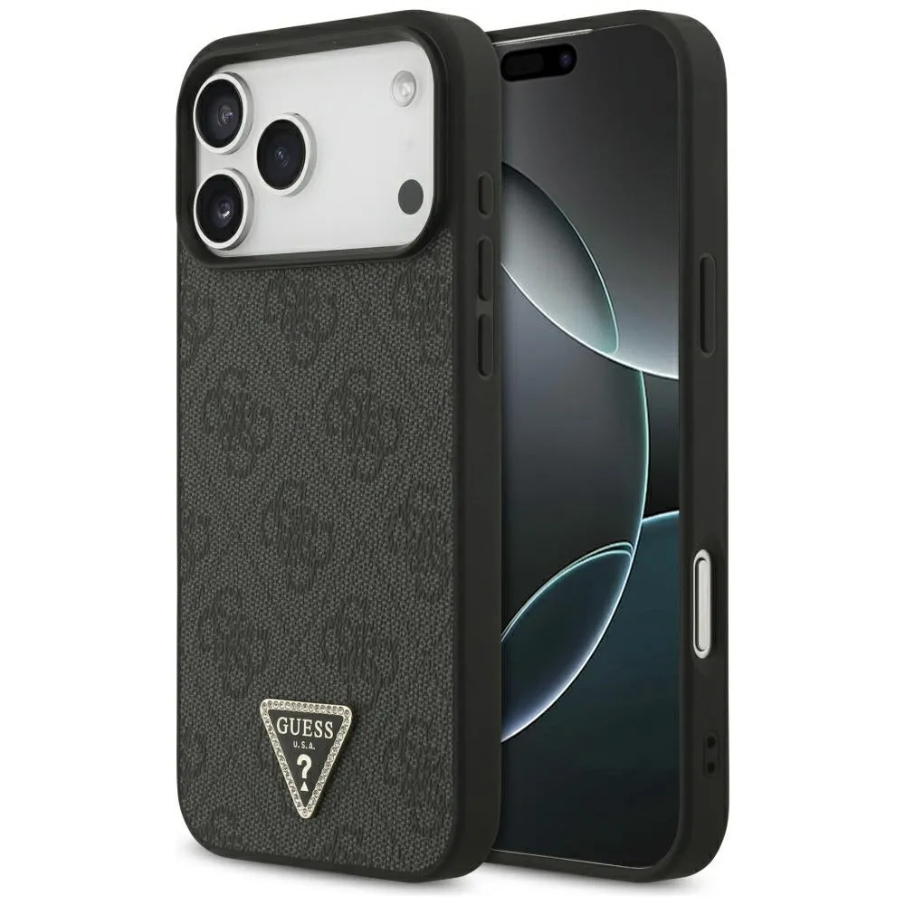 Custodia MagSafe per Apple iPhone 18 Pro Max / 17 Pro Max, Guess, 4G Triangle Strass, Nera - immagine 1