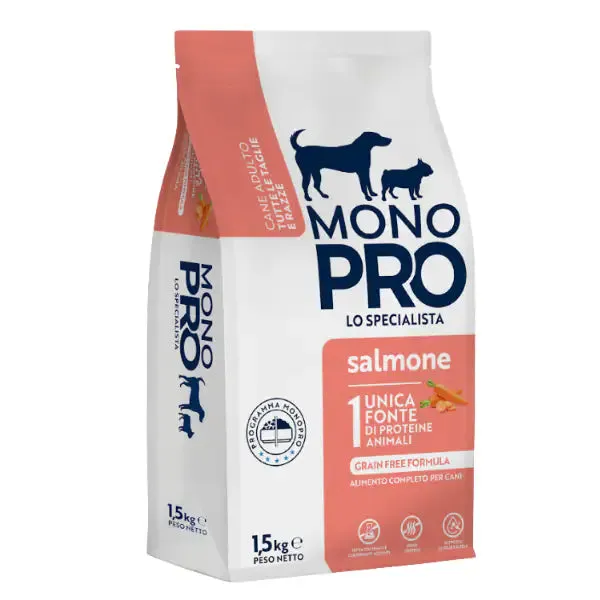 Monopro lo specialista Adult All Breeds Grain Free Salmone 1,5 kg (scadenza: 13/01/2027) - Crocchette monoproteiche cane - immagine 1