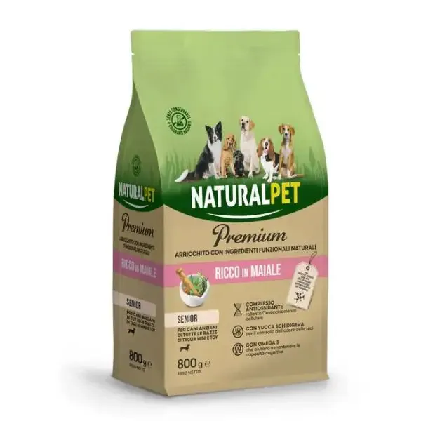 NaturalPet Premium Senior Mini & Toy Maiale 800 gr - Crocchette naturali cane - immagine 1