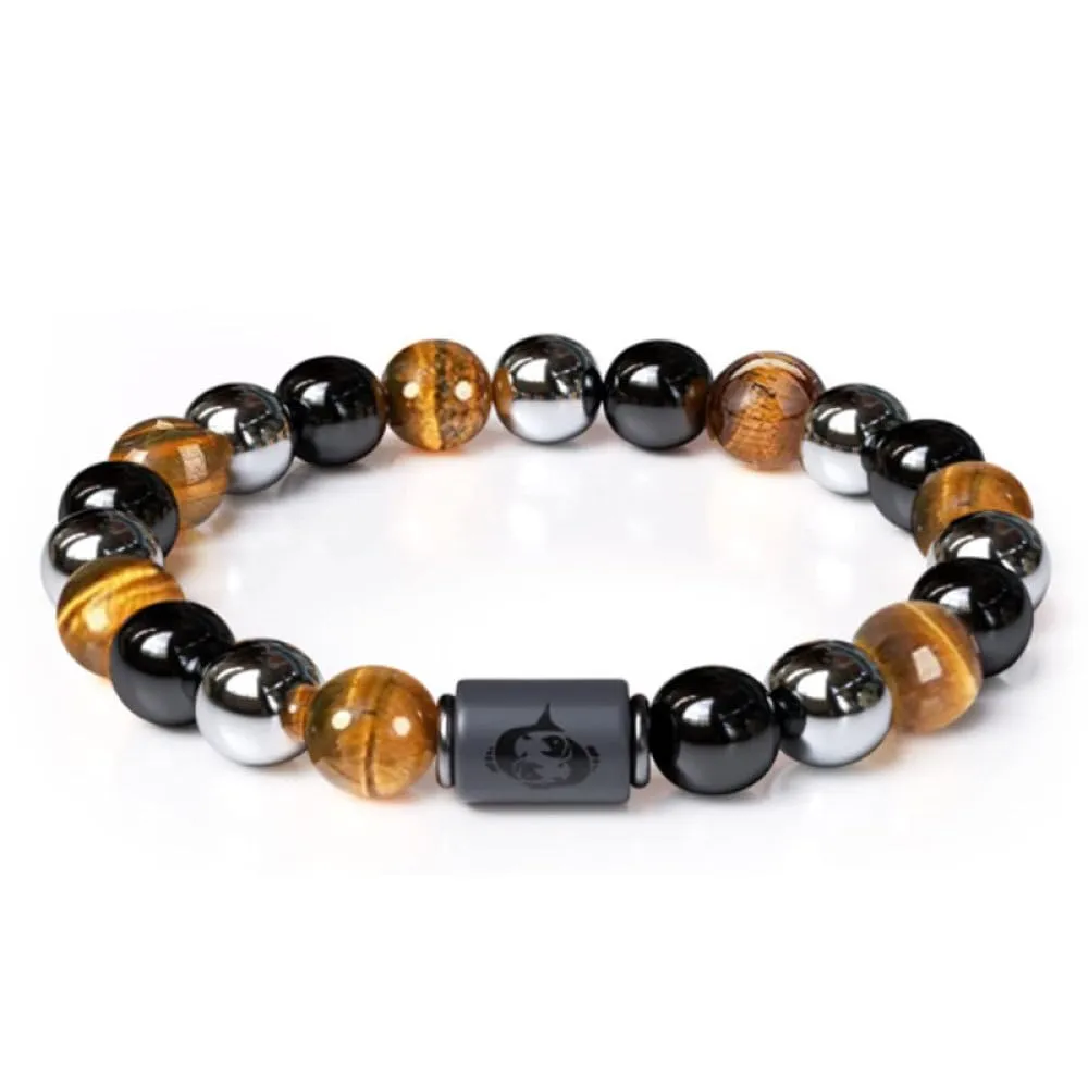 12 Segni Zodiacali Costellazione Braccialetto Coppie Braccialetto Ossidiana Naturale Ematite Occhio Di Tigre Pietra Perline Braccialetto Yoga Per Donna Uomo Gioielli Accessori Regalo, Pesci, Braccial - immagine 1