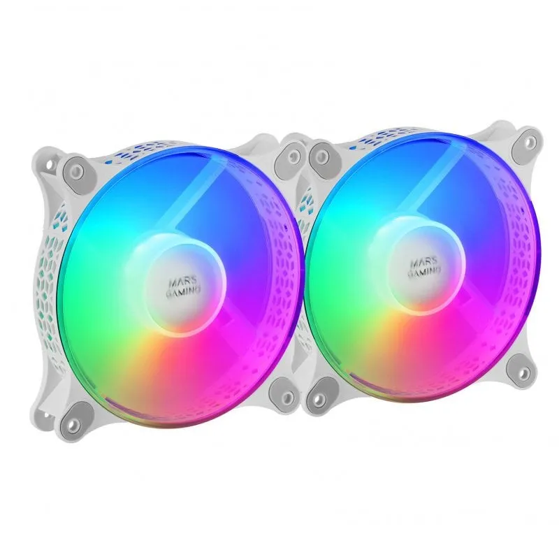 Mars Gaming MFDUO Kit 2 ventole FRGB Rainbow da 120 mm bianche - immagine 1