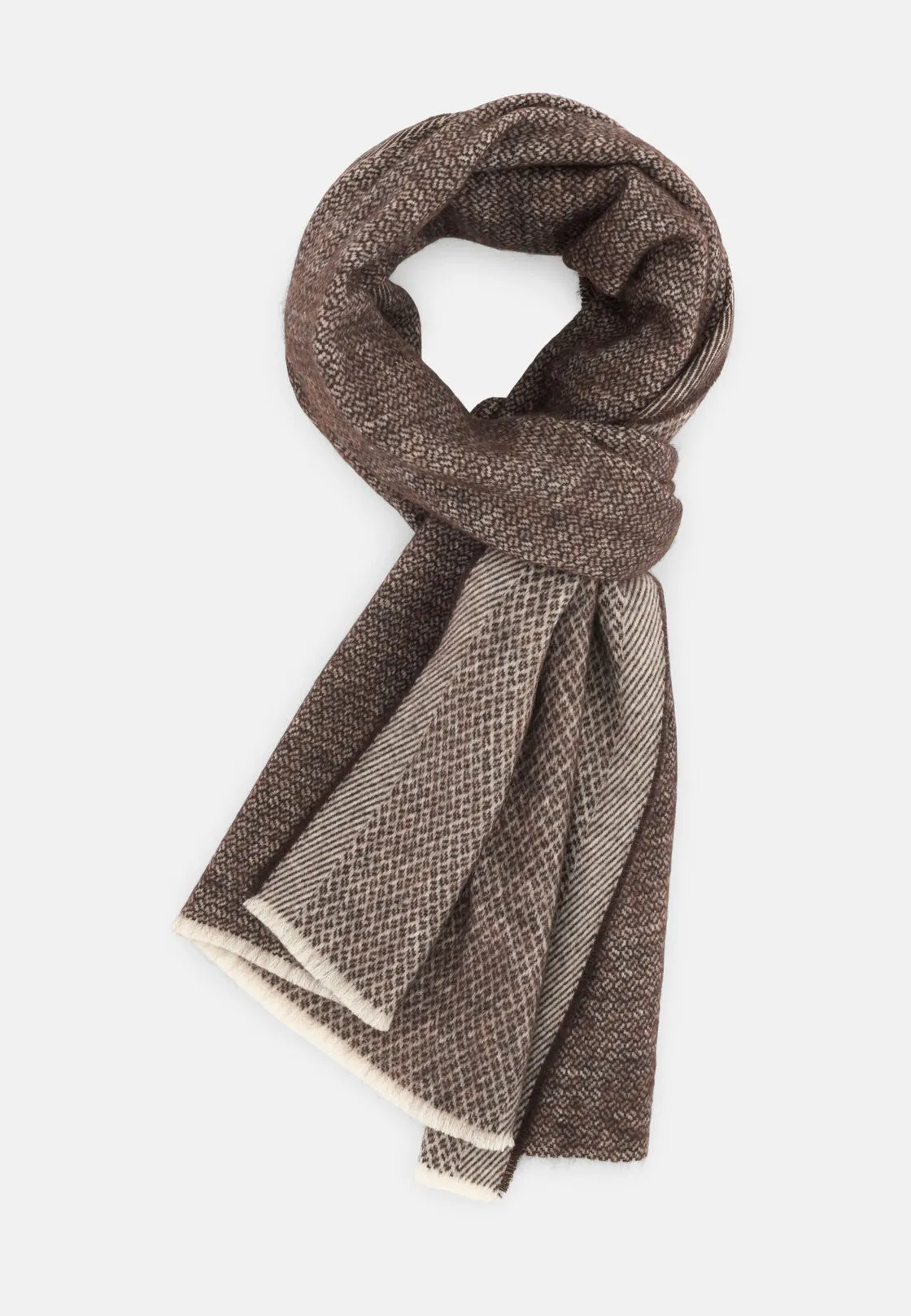 Boggi, Sciarpa Micro Struttura Jacquard In Lana, Uomo, Marrone - immagine 2