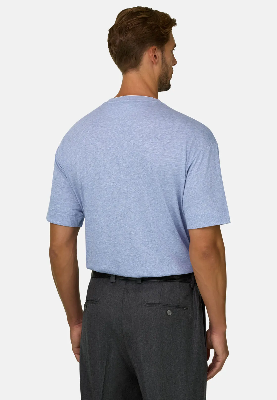 Boggi, T-shirt In Jersey Di Cotone Melange, Uomo, Azzurro, Taglia: M - immagine 4
