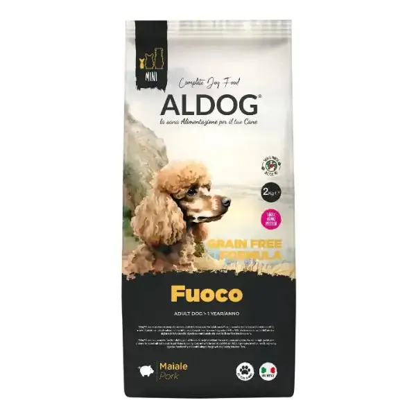 Aldog Fuoco Adult Mini Gluten e Grain Free al maiale 2 kg - Croccantini per cani - immagine 1