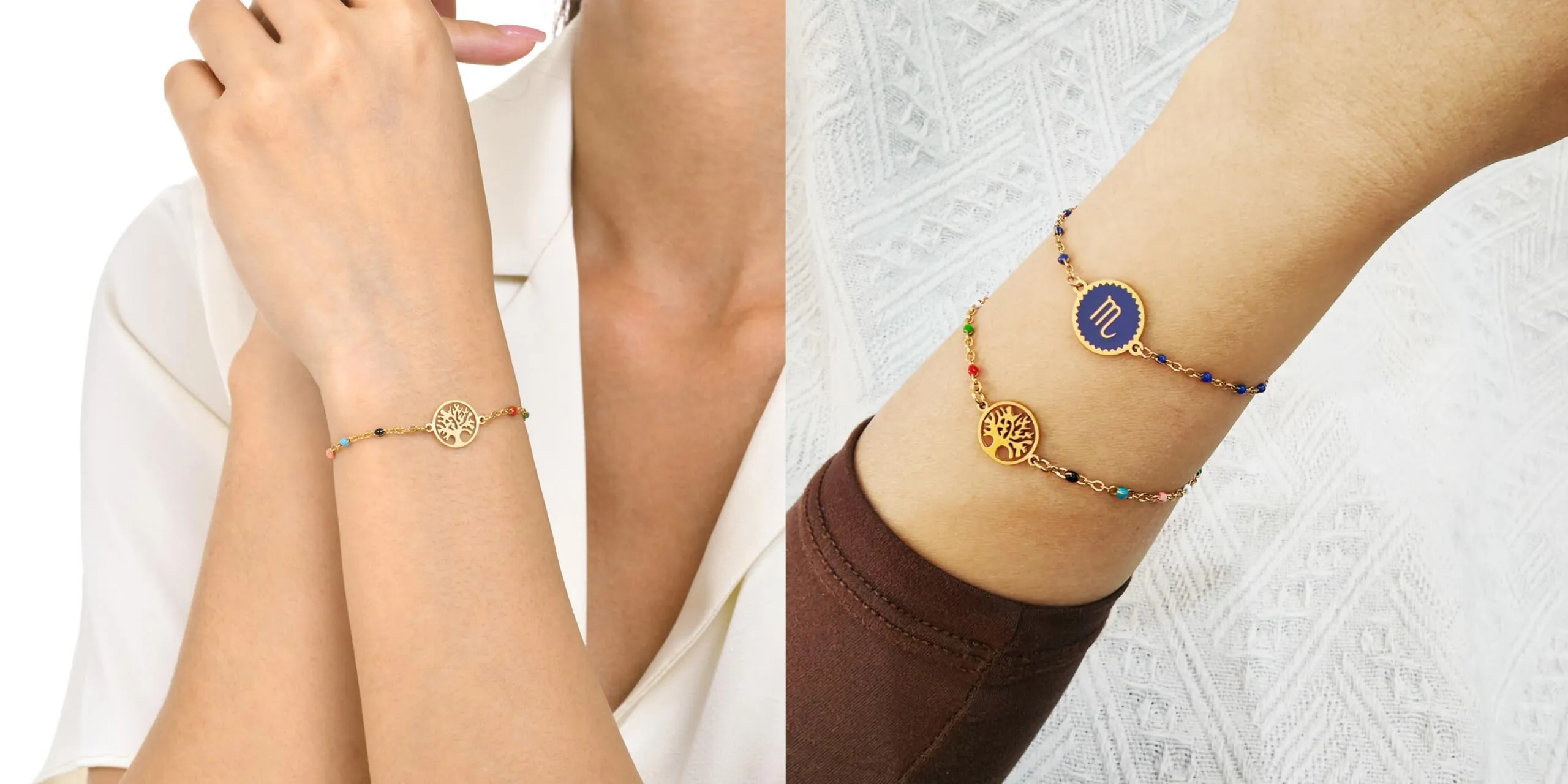 Caimeytie 1 braccialetto con costellazione+1 braccialetto con ciondolo a forma di oroscopo per donna/ragazza/acciaio inossidabile/regalo zodiacale/gioielli astrologia regali per ragazze, Nessuna - immagine 2