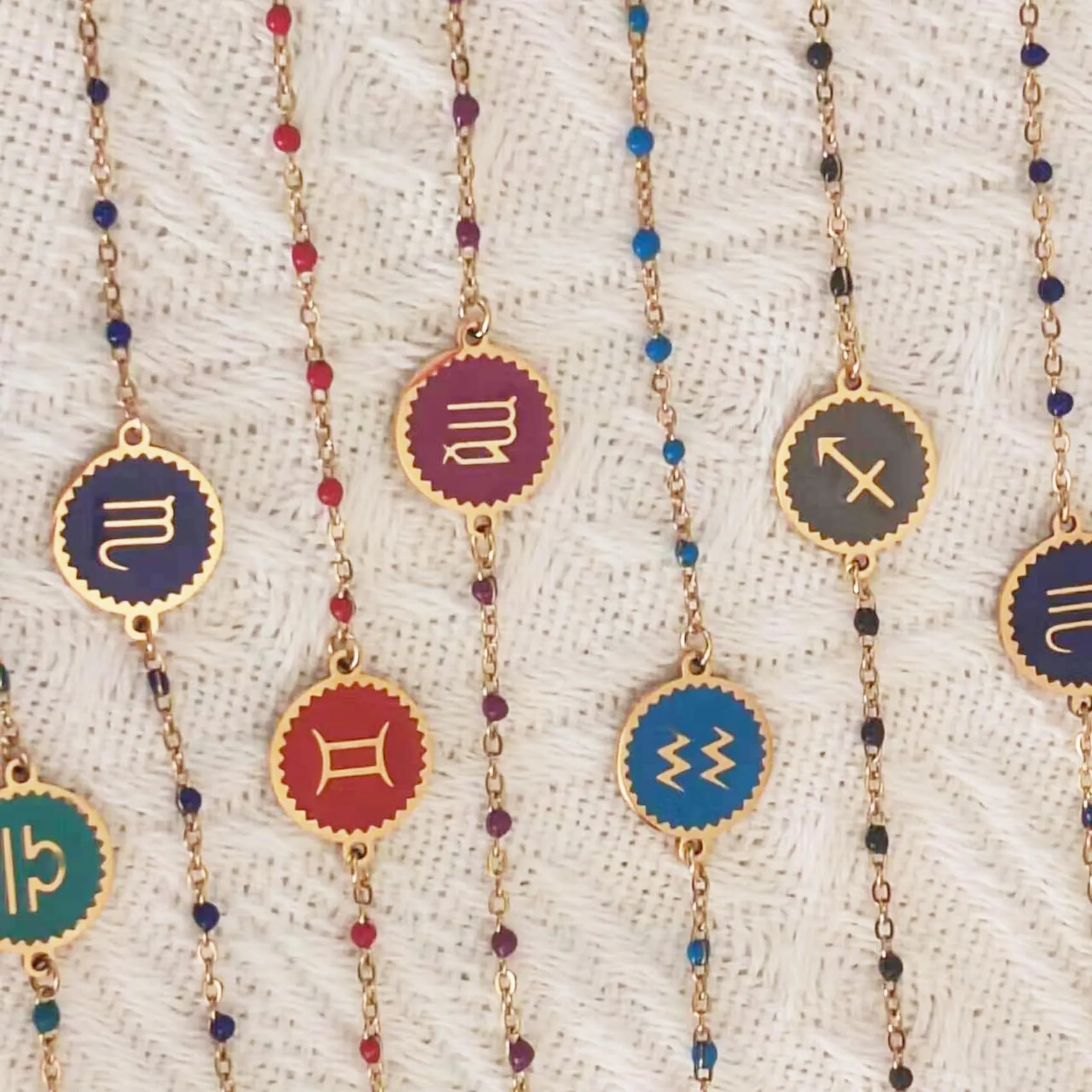 Caimeytie 1 braccialetto con costellazione+1 braccialetto con ciondolo a forma di oroscopo per donna/ragazza/acciaio inossidabile/regalo zodiacale/gioielli astrologia regali per ragazze, Nessuna - immagine 5