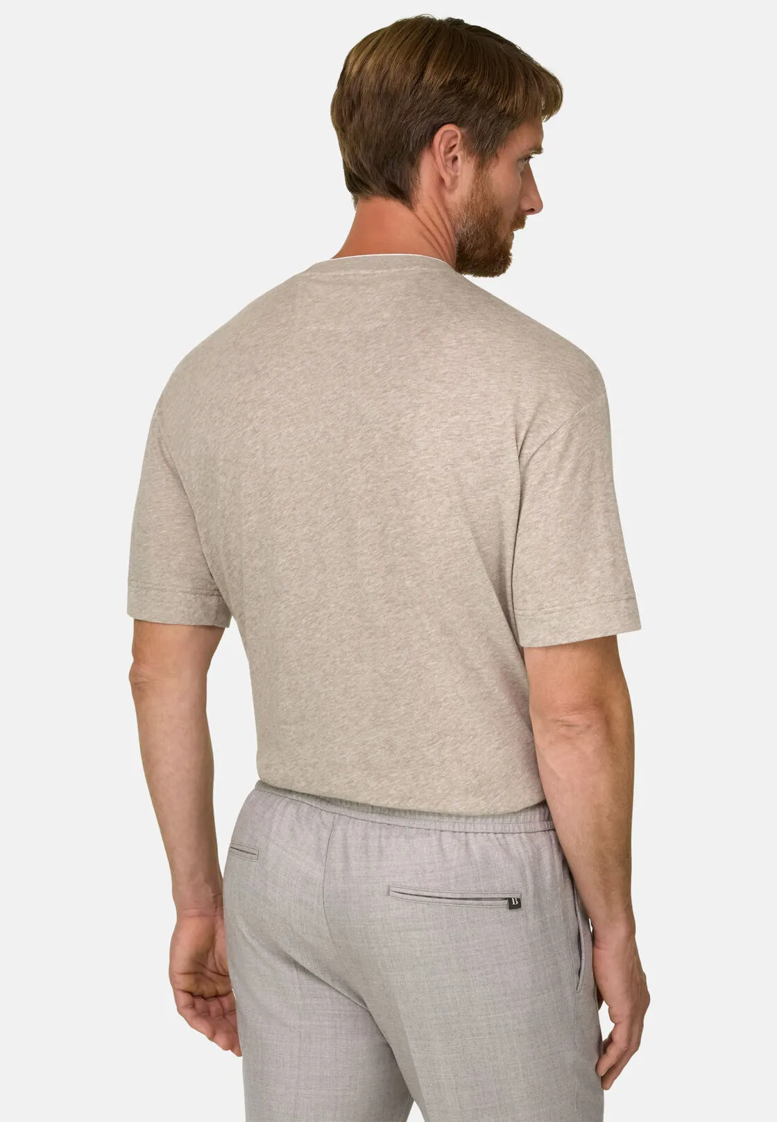Boggi, T-shirt In Jersey Di Cotone Melange, Uomo, Sabbia, Taglia: M - immagine 4