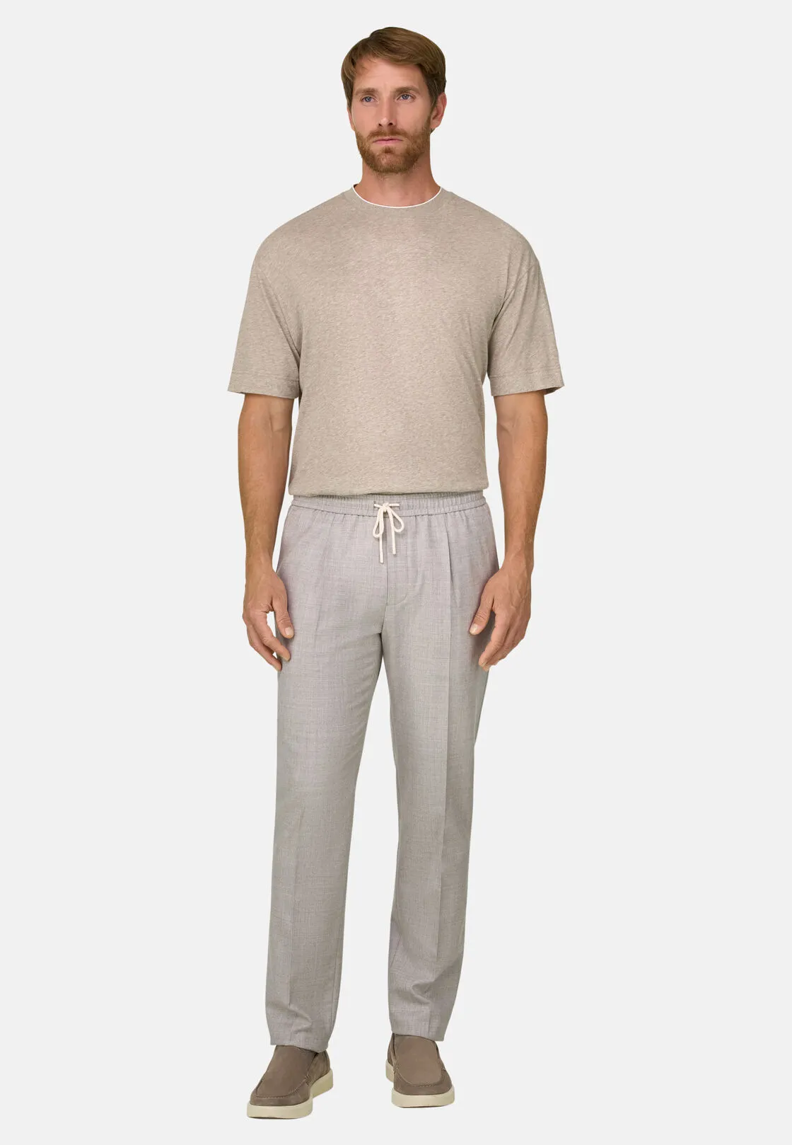 Boggi, T-shirt In Jersey Di Cotone Melange, Uomo, Sabbia, Taglia: S - immagine 2