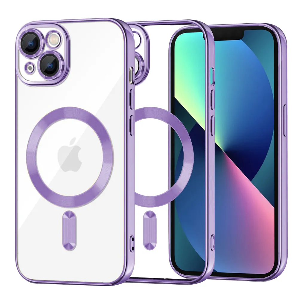 Custodia MagSafe per Apple iPhone 13, Techsuit, Luxury Crystal, Viola Chiaro - immagine 1