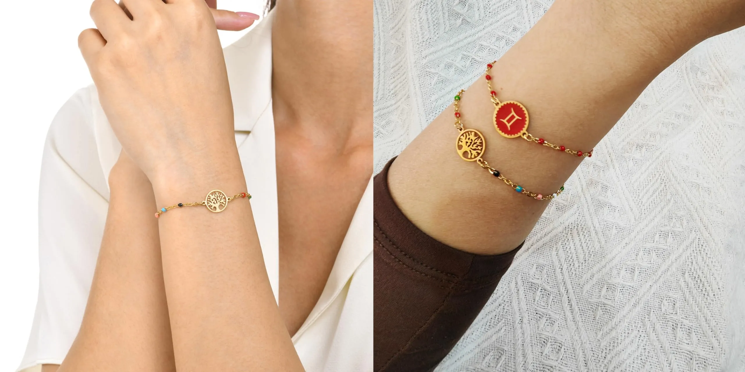 Caimeytie 1 braccialetto con costellazione+1 braccialetto con ciondolo a forma di oroscopo per donna/ragazza/acciaio inossidabile/regalo zodiacale/gioielli astrologia regali per ragazze, Acciaio - immagine 2