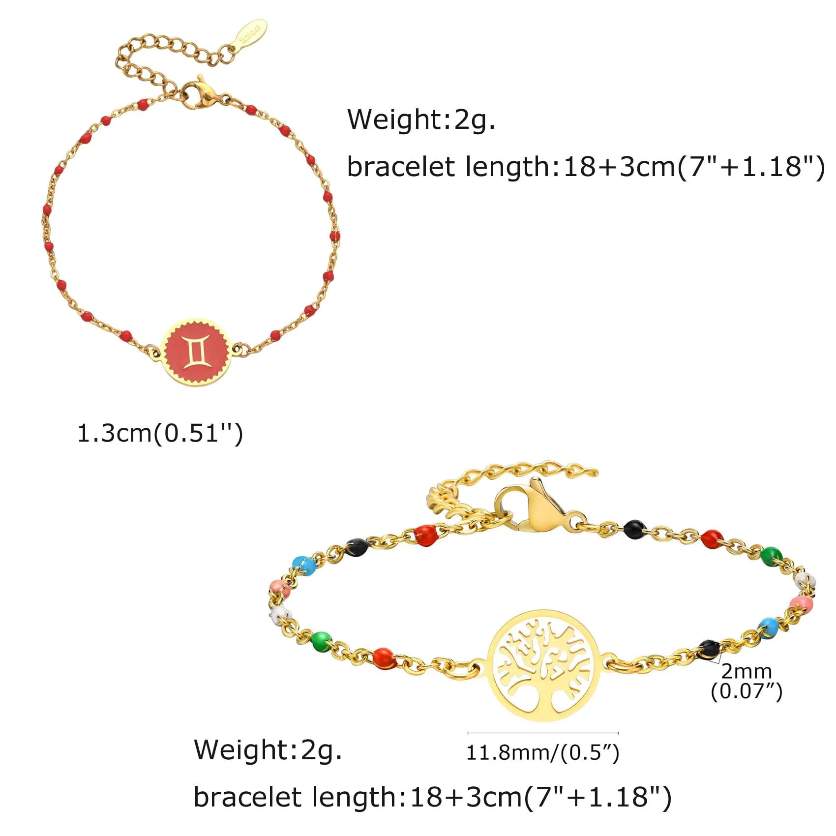 Caimeytie 1 braccialetto con costellazione+1 braccialetto con ciondolo a forma di oroscopo per donna/ragazza/acciaio inossidabile/regalo zodiacale/gioielli astrologia regali per ragazze, Acciaio - immagine 3
