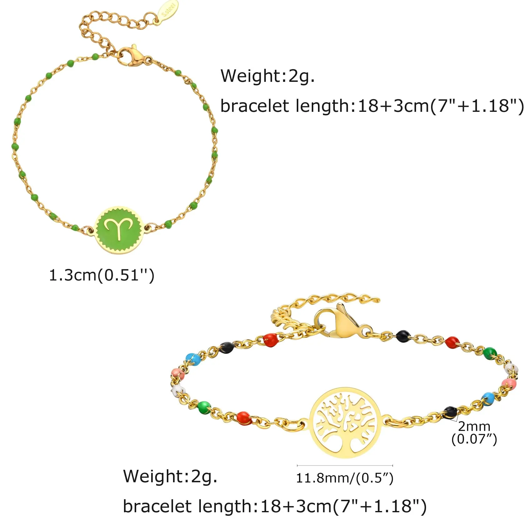 Caimeytie 1 braccialetto con costellazione+1 braccialetto con ciondolo a forma di oroscopo per donna/ragazza/acciaio inossidabile/regalo zodiacale/gioielli astrologia - immagine 3