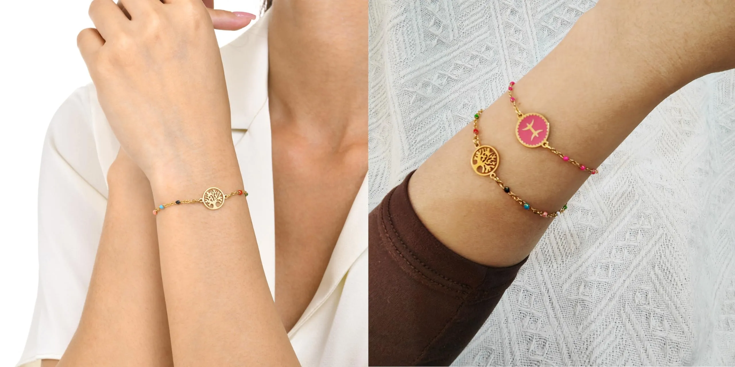 Caimeytie 1 braccialetto con costellazione+1 braccialetto con ciondolo a forma di oroscopo per donna/ragazza/acciaio inossidabile/regalo zodiacale/gioielli astrologia regali per ragazze, Acciaio - immagine 2