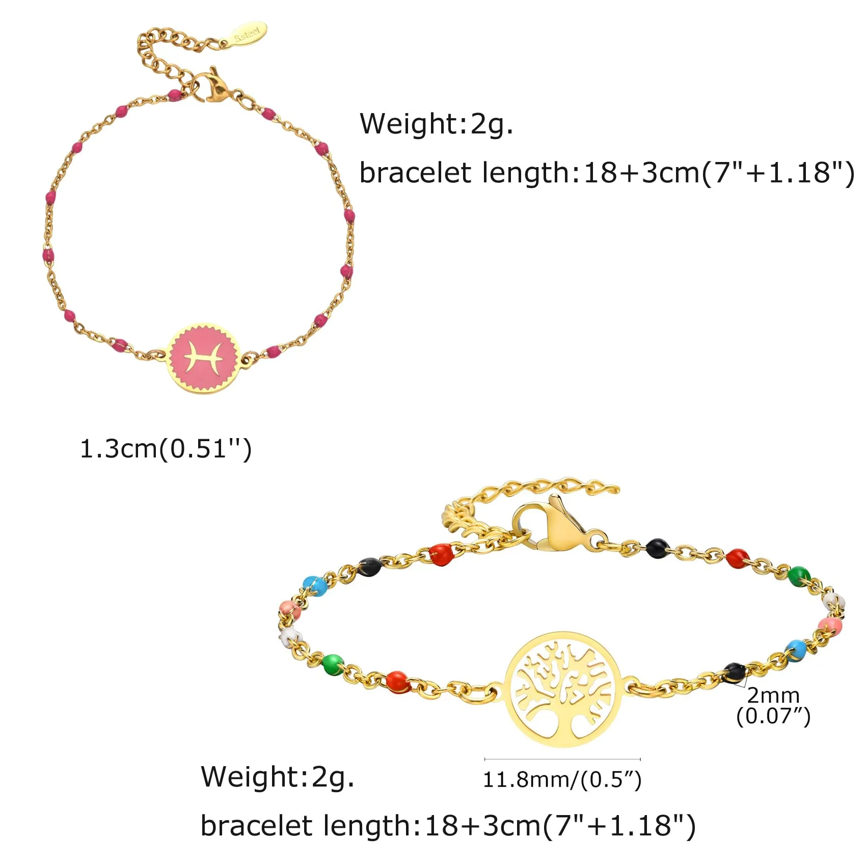 Caimeytie 1 braccialetto con costellazione+1 braccialetto con ciondolo a forma di oroscopo per donna/ragazza/acciaio inossidabile/regalo zodiacale/gioielli astrologia regali per ragazze, Acciaio - immagine 3