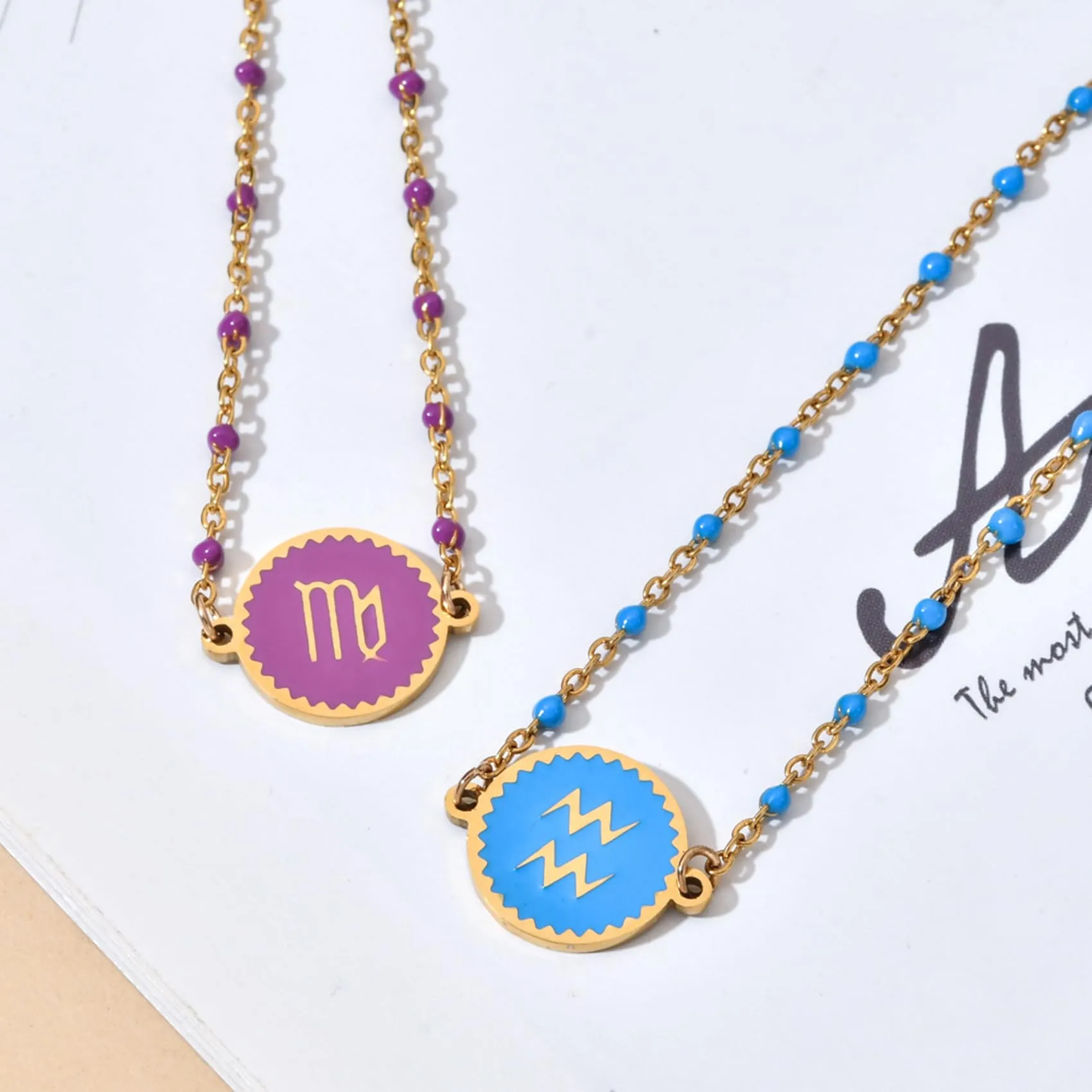 Caimeytie 1 braccialetto con costellazione+1 braccialetto con ciondolo a forma di oroscopo per donna/ragazza/acciaio inossidabile/regalo zodiacale/gioielli astrologia regali per ragazze, 7 inches, - immagine 4