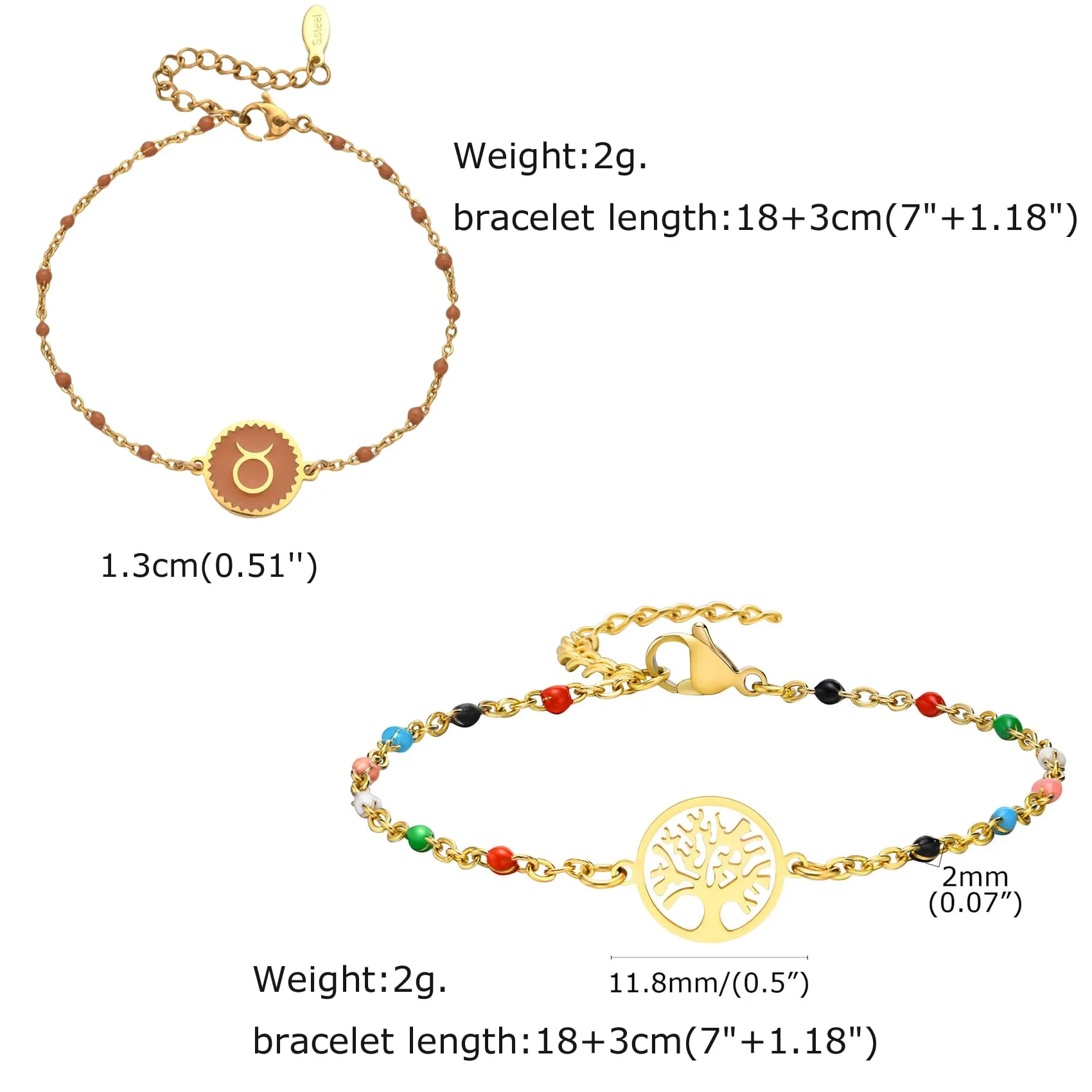 Caimeytie 1 braccialetto con costellazione+1 braccialetto con ciondolo a forma di oroscopo per donna/ragazza/acciaio inossidabile/regalo zodiacale/gioielli astrologia regali per ragazze, Acciaio - immagine 3
