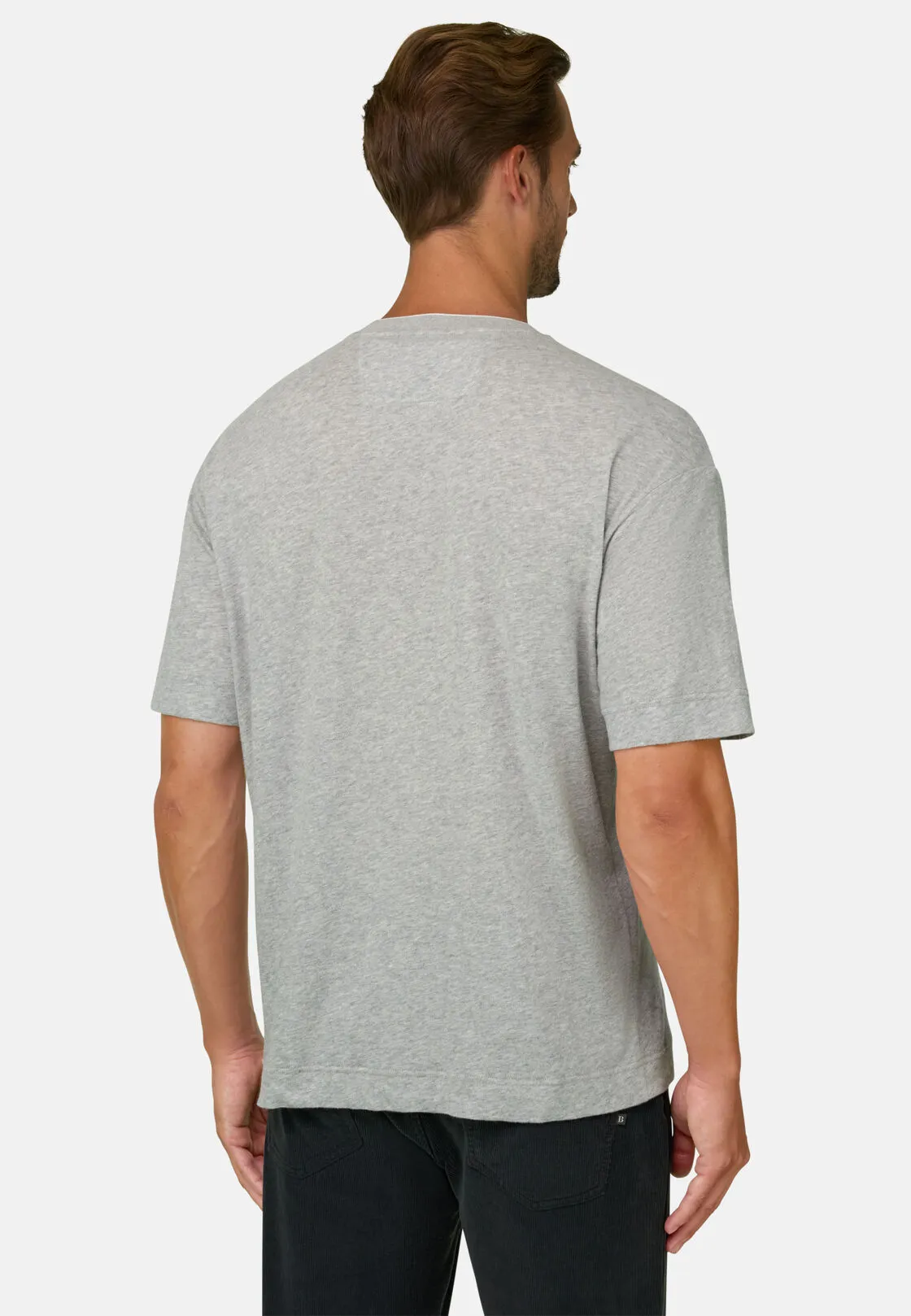 Boggi, T-shirt In Jersey Di Cotone Melange, Uomo, Light grey, Taglia: L - immagine 4