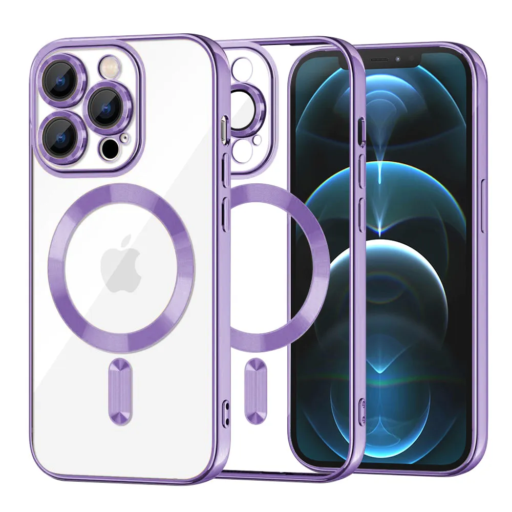 Custodia MagSafe per Apple iPhone 12 Pro Max, Techsuit, Luxury Crystal, Viola Chiaro - immagine 1