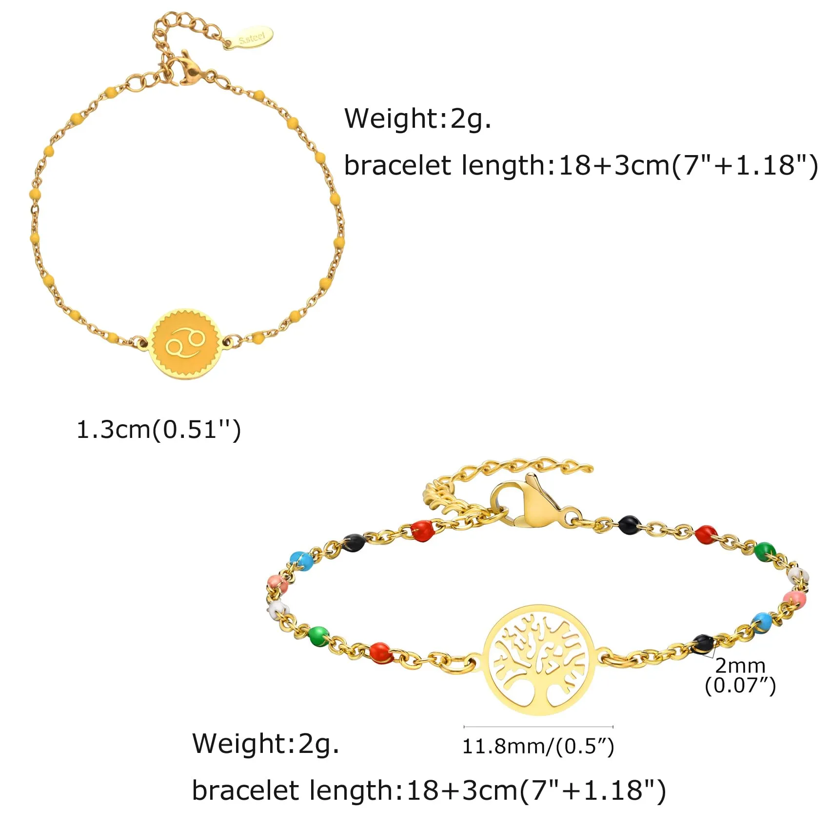 Caimeytie 1 braccialetto con costellazione+1 braccialetto con ciondolo a forma di oroscopo per donna/ragazza/acciaio inossidabile/regalo zodiacale/gioielli astrologia regali per ragazze, Acciaio - immagine 3
