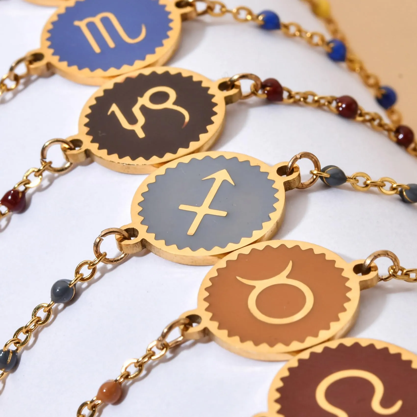 Caimeytie 1 braccialetto con costellazione+1 braccialetto con ciondolo a forma di oroscopo per donna/ragazza/acciaio inossidabile/regalo zodiacale/gioielli astrologia regali per ragazze, 7 inches, - immagine 5